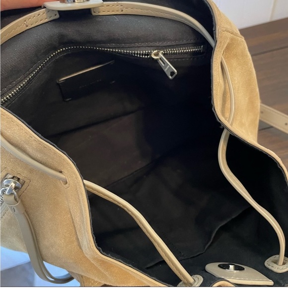 All Saints Ziggy Tan Suede Backpack Bag Purse Cappuccino - Picture 11 of 11